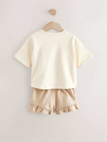 Футболка и шорты в комплекте для девочки Next AE6-175, Бежевый, Молочный