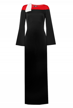 Вечернее платье чёрное с шарфиком на плече 36 -19FW