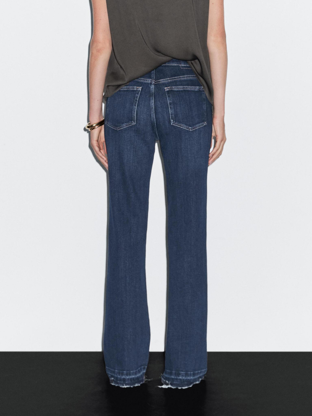 Massimo Dutti Джинсы клеш со средней посадкой, темно-синий