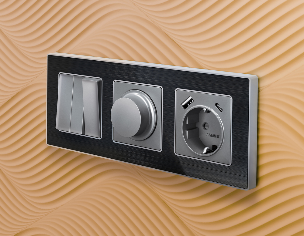 AP5055 Лицевая панель ALFA (Сталь матовый) для светорегулятора универсального QUANT