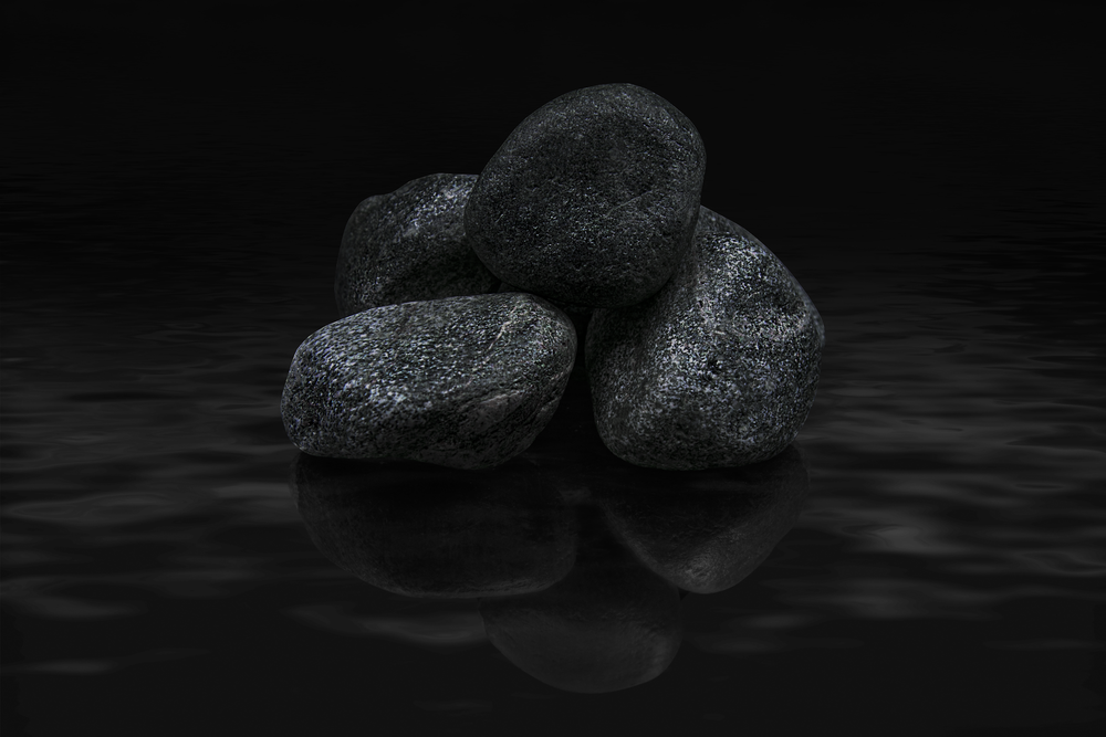 SAUNARU Камни для сауны Пироксенит шлифованный PREMIUM, фракция до 100 мм, ведро 15 кг, артикул SSB15-PP