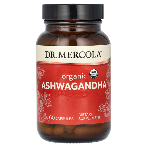 Dr. Mercola, органическая ашваганда, 60 капсул (400 мг в 1 капсуле)