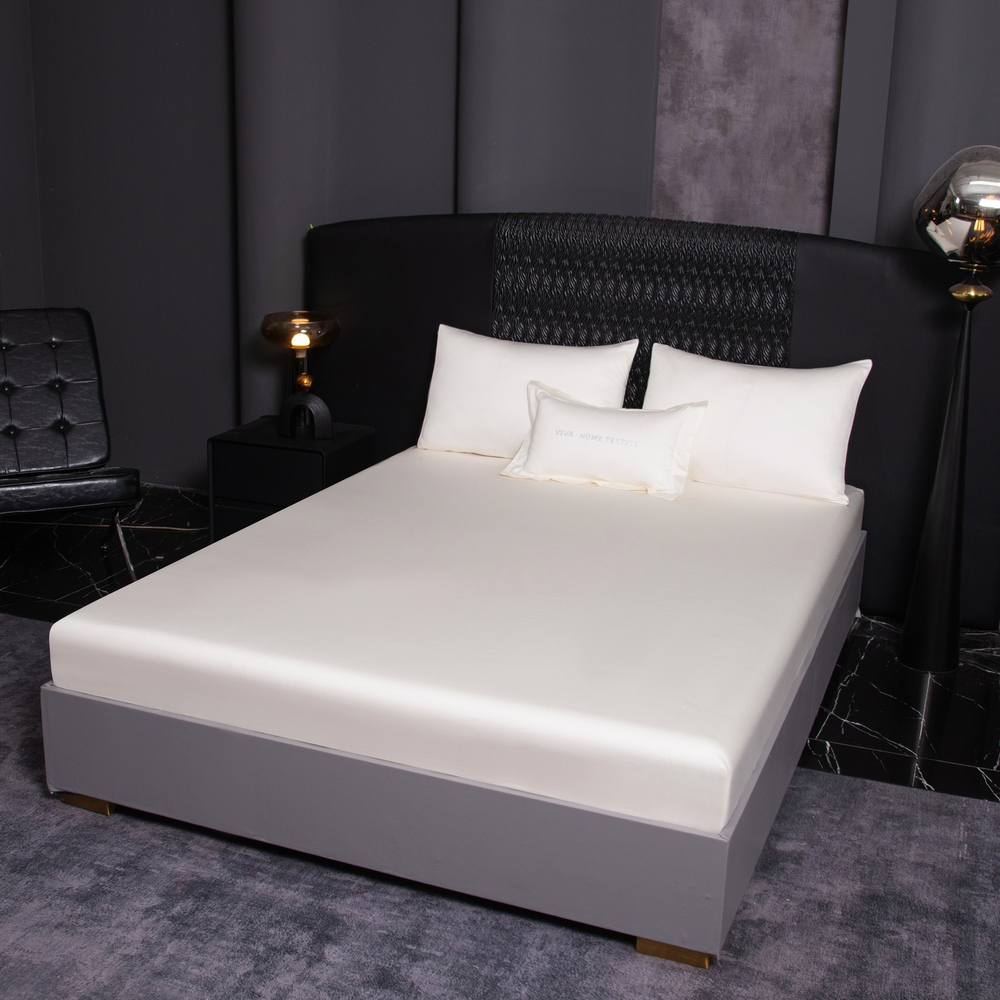 КПБ Однотонный Сатин Премиум на резинке OCPR005, Евро, 4 наволочки, простынь 160*200*30