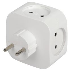 Разветвитель электрический ЭРА SP-4-USB-W на 4 розетки + 2xUSB 2400mA, без заземл 10А (белый) | Тройники