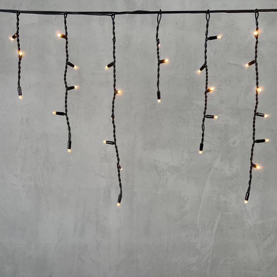 Светодиодная бахрома с колпачком 3,1*0,5 м., 120 экстра теплых белых LED ламп, каучуковый черный провод, LTC (LL120-1-2EWW)