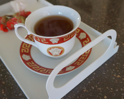 Поднос металлический прямоугольный с ручками, белый, 30х18 см