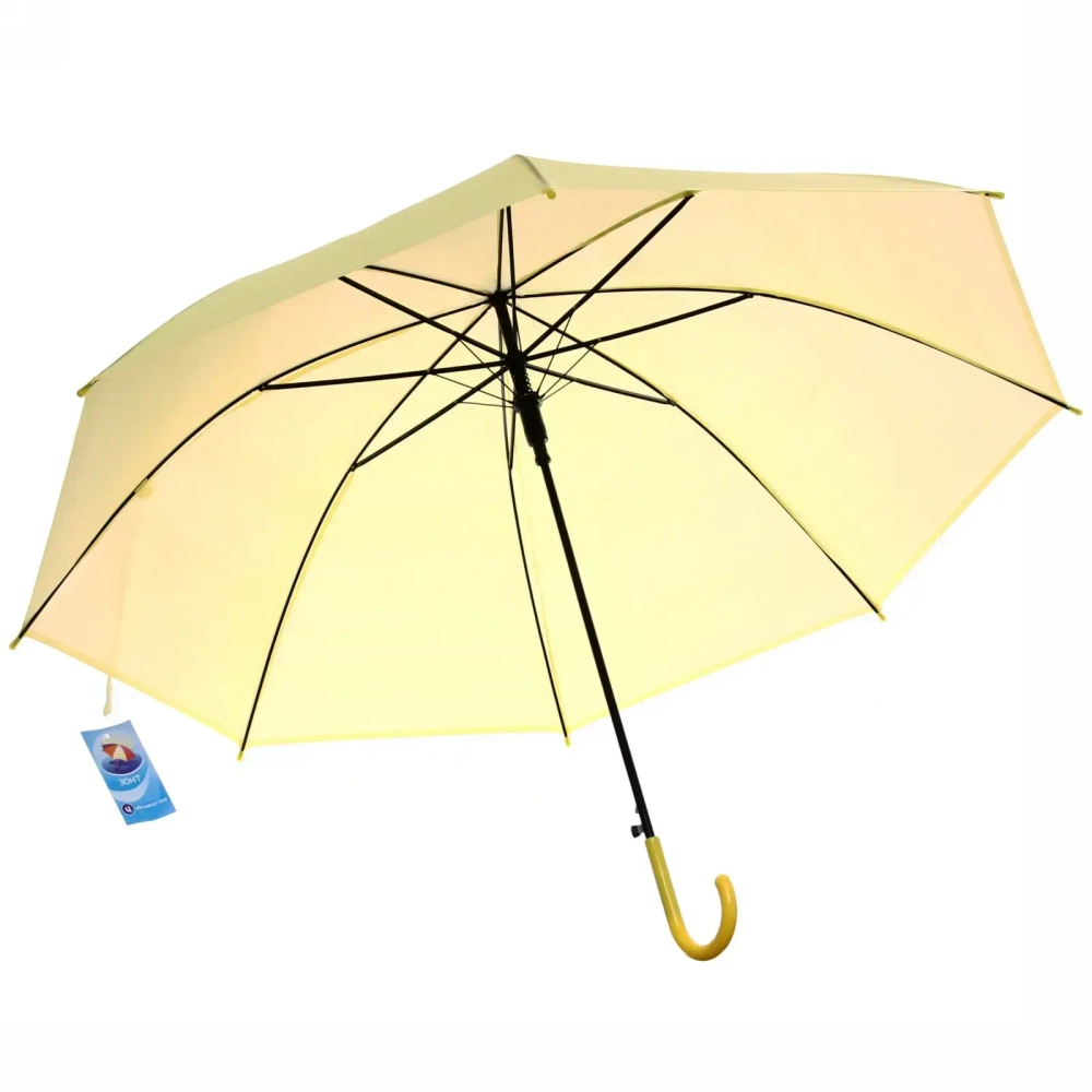 Зонт-трость женский «Классический» цвет желтый, 8 спиц, d-92см, длина в слож. виде 71см