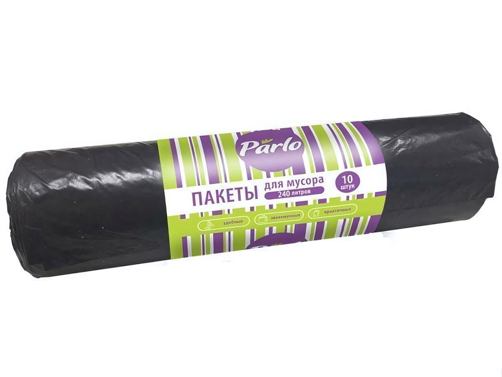Мешки для мусора 240л 10шт 23мкм черные PARLO
