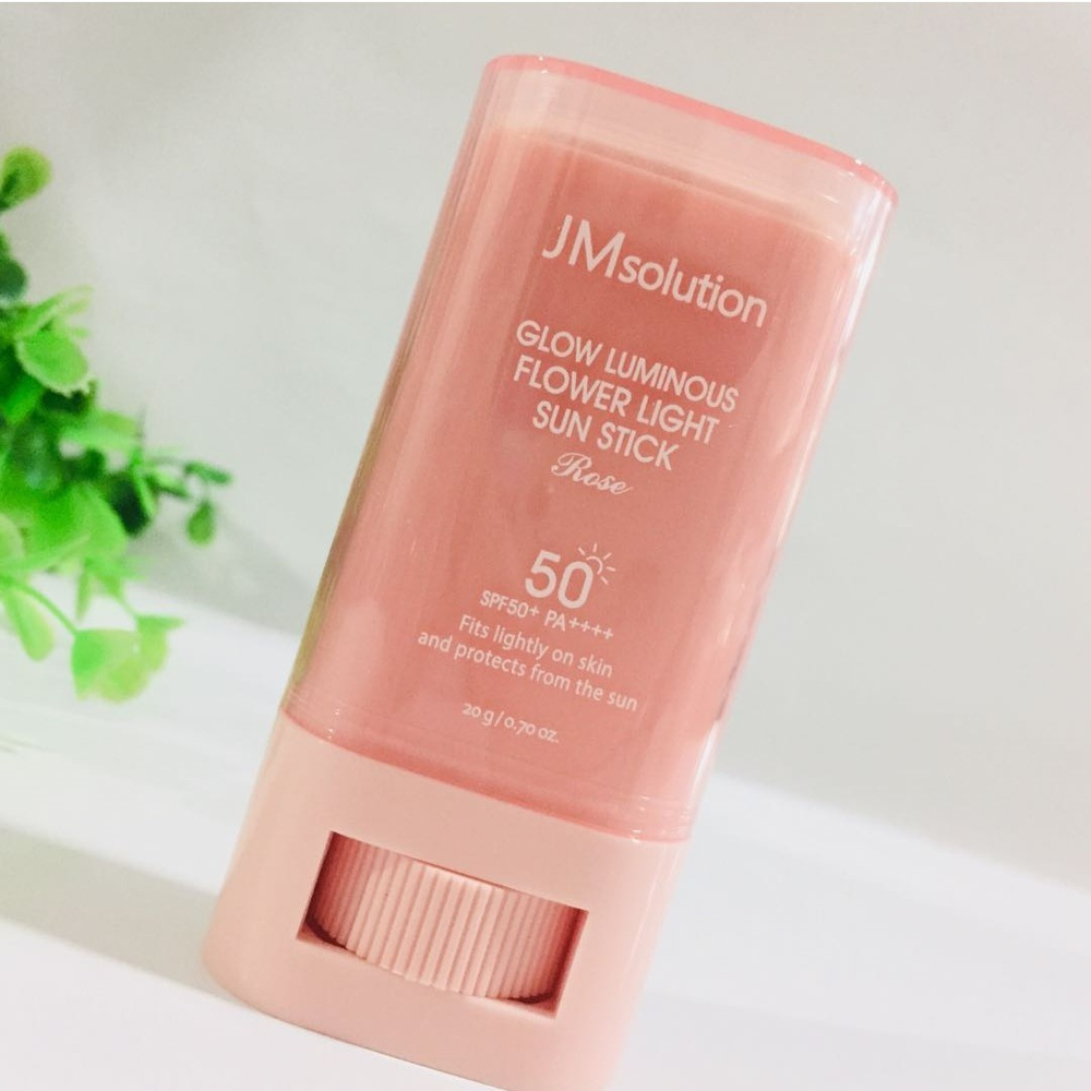Jmsolution glow luminous flower light sun stic spf50+ - Солнцезащитный стик с розовой водой