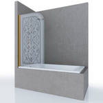 Шторка на ванну MIA, 80x140, левая, профиль золото, стекло с декором, ST-MIA08-LD2GL