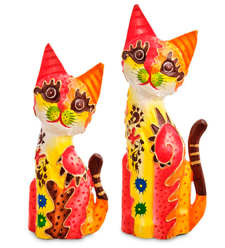 Decor and Gift 99-289 Фигурка «Кошка» н-р из двух 30, 20 см (албезия, о.Бали)