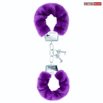 Металлические наручники с мягкой фиолетовой опушкой (Цвет: фиолетовый)