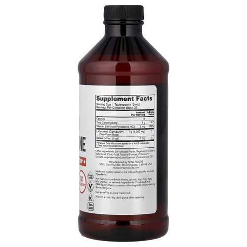 NOW Foods, Sports, L-карнитин в жидкой форме, с цитрусовым вкусом, 473 мл (16 жидк. унций)