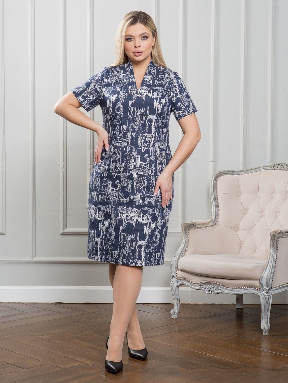 Платье 1300-1 темно-синий Novita (Акция)