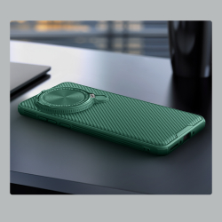 Чехол зеленого цвета (Dark Green) от Nillkin на OnePlus 13 с металлической откидной крышкой и поддержкой магнитной беспроводной зарядки MagSafe, серия CamShield Prop Magnetic Case