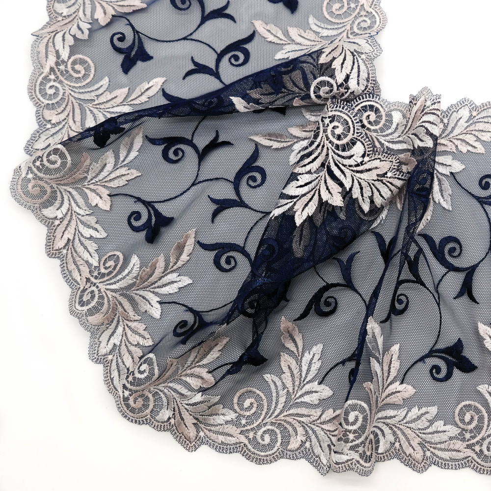 Вышивка на сетке Adeline СИНИЙ/ПУДРА, 21,5см