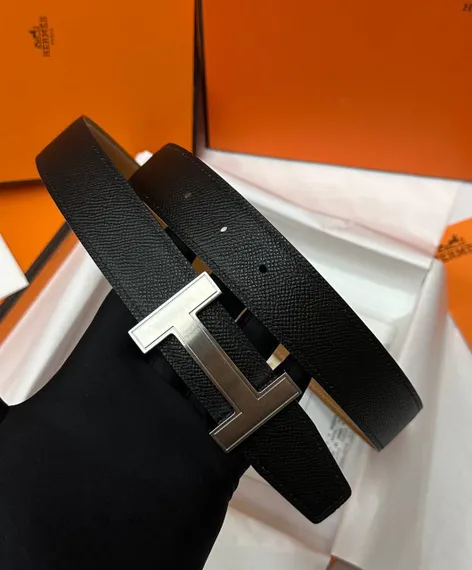 Двусторонний ремень Hermes, чёрный/коричневый