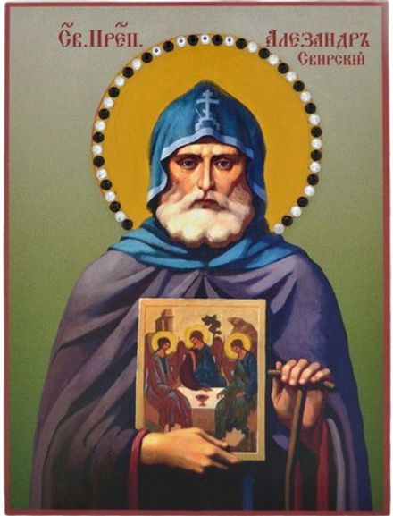 Икона Александра Свирского, писанная в монастыре.