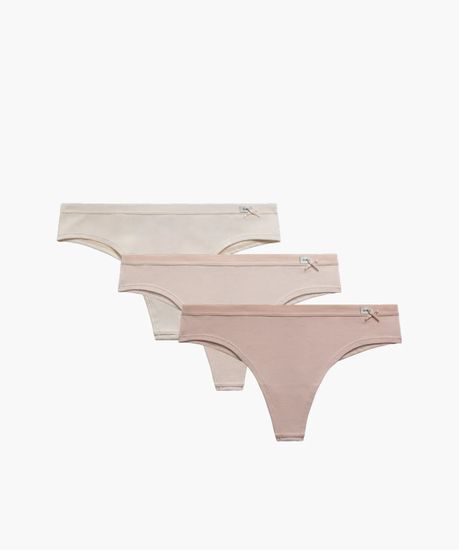 Женские трусы бразилиана (3шт) Atlantic 3CLP-005, темный экрю + бежевый + пудровый