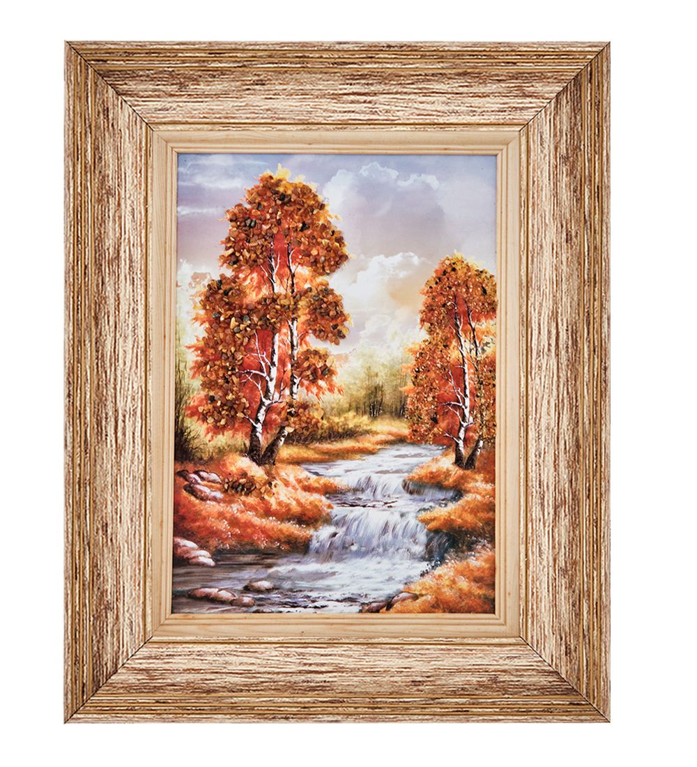 AMB-01/42 Картина «Голос воды» (с янтарной крошкой) пласт.рамка 33х42см