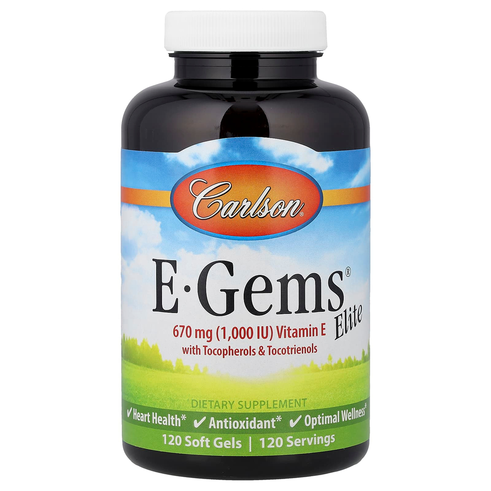 Carlson, E-Gems® Elite, витамин E с токоферолами и токотриенолами, 120 мягких таблеток