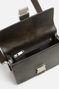 ZARA СУМКА С МЕТАЛЛИЧЕСКОЙ ПРЯЖКОЙ, КОРИЧНЕВЫЙ