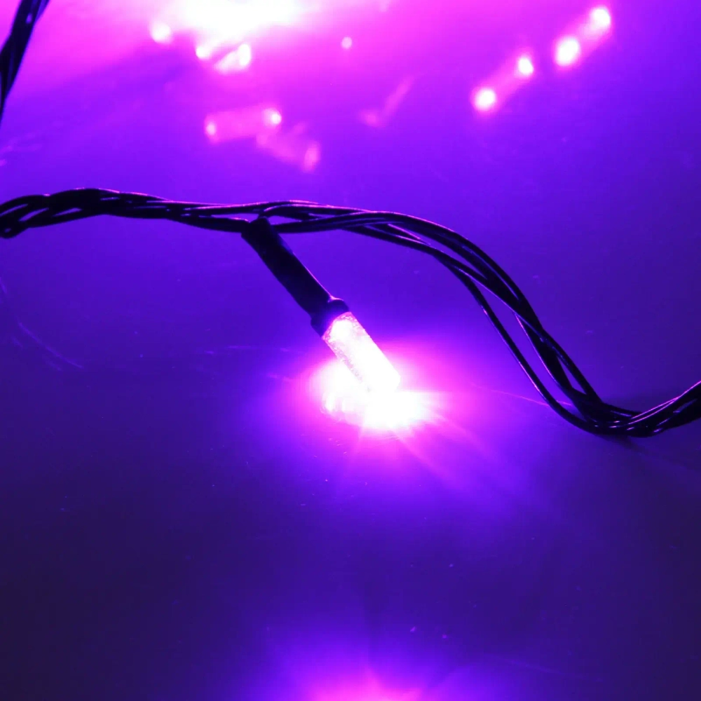 Гирлянда для дома НИТЬ «Хрусталь» 8 м 50 ламп LED, черный пров,IP-40. 8 режимов, Фиолетовый (возможность соединения)