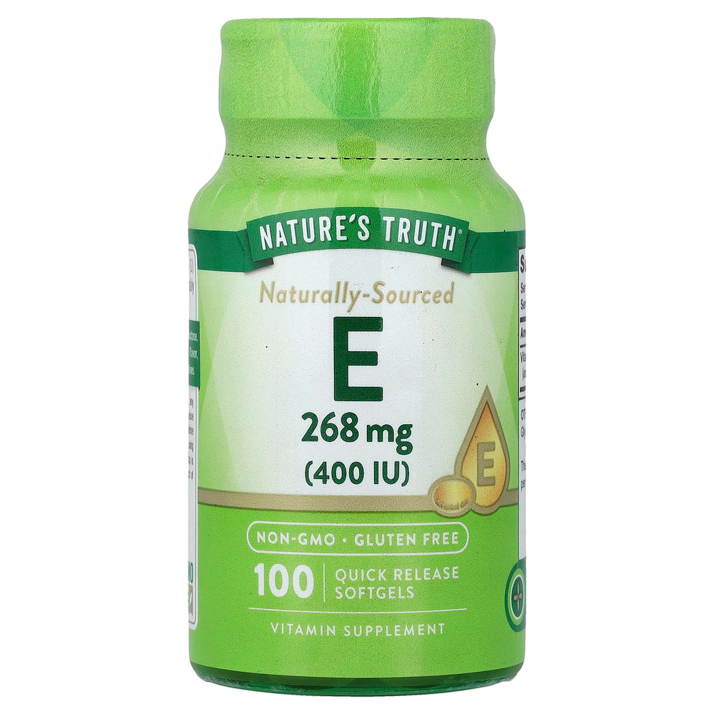 Nature's Truth, витамин E, 268 мг (400 МЕ), 100 капсул с быстрым высвобождением