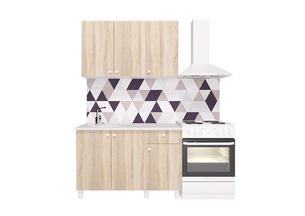 Кухонный гарнитур Горизонт POINT 120, ЛДСП, белый, бежевый, 120 см