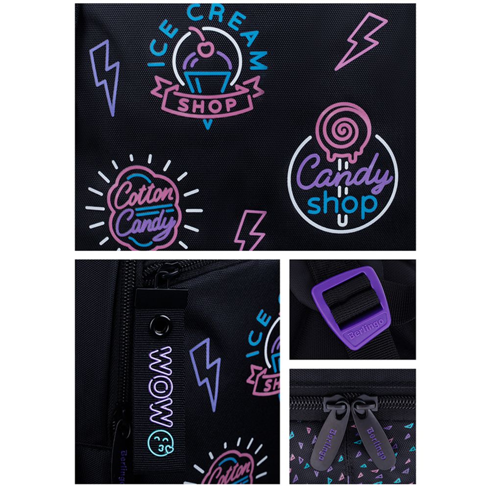 Рюкзак Berlingo Cute "Candy shop" 38*28*14см, 3 отделения, 3 кармана, анатомическая ЭВА спинка