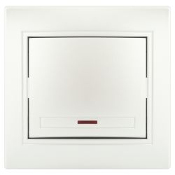 Выключатель Intro Plano 1-102-06 одноклавишный с подсветкой, 10А-250В, IP20, СУ, перламутр