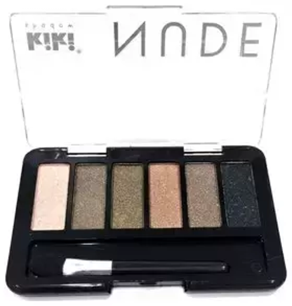 КИКИ Тени д/век "NUDE" 6цв. тон 901 Какао, Шоколад, Серый Хаки, Бронза, Золотисто-Коричневый, Асфальт 25г