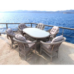 Комплект мебели Стол + 6 кресел, искусственный ротанг, каркас сталь