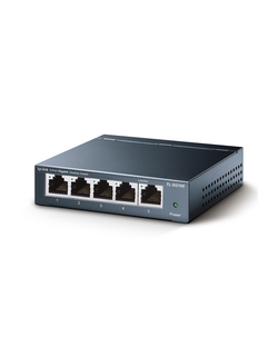 TP-Link TL-SG105, 5-портовый настольный гигабитный коммутатор, 5 портов RJ45 10/100/1000 Мбит/с, металлический корпус
