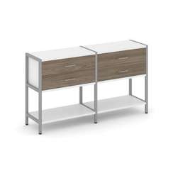 Shelf System Двухсекционный стеллаж двухярусный с ящиками SN.STM-222 Белый/Вяз Благородный/Металл Се