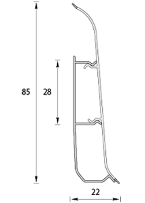 Плинтус ПВХ Идеал Классик 001 Белый с цельной лицевой частью 2200х85х22 мм