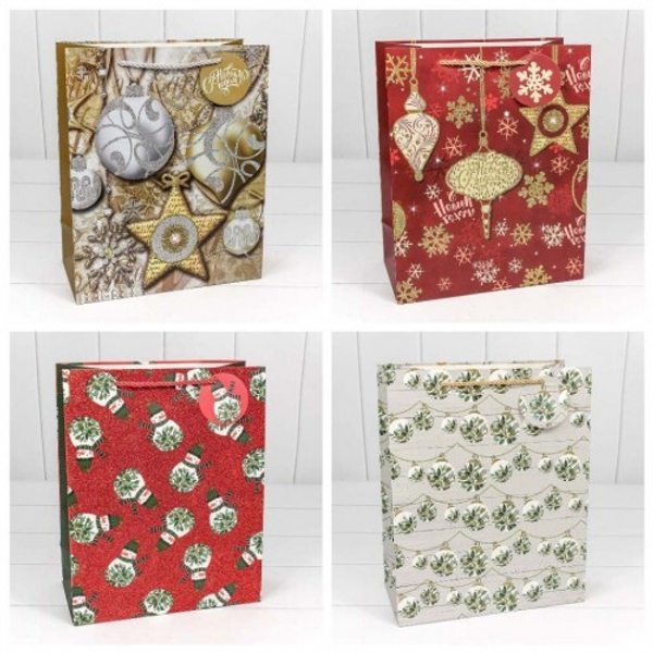 
          Пакет подарочный 33 х 45 х 15 см Набор 4 шт "Новый год" х блеском (Микс)
