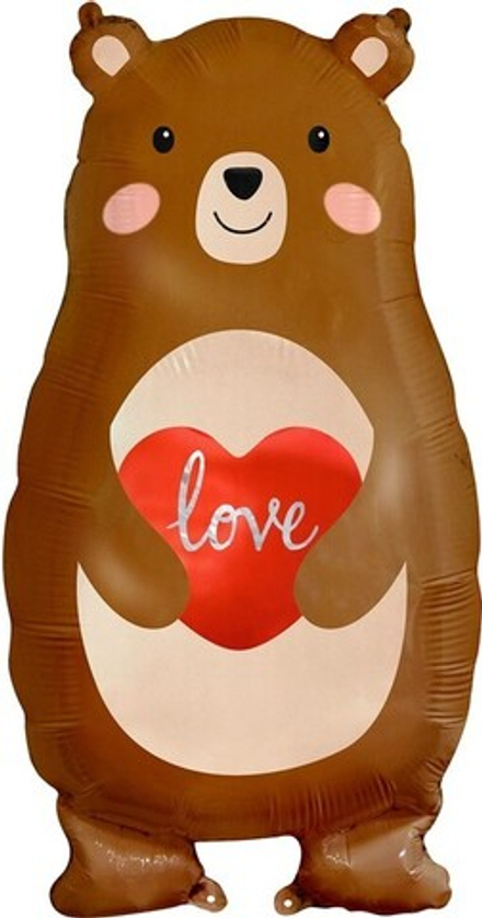 Шар (31""/79 см) Фигура, Мишка, Медведь с сердцем, 1 шт. А069