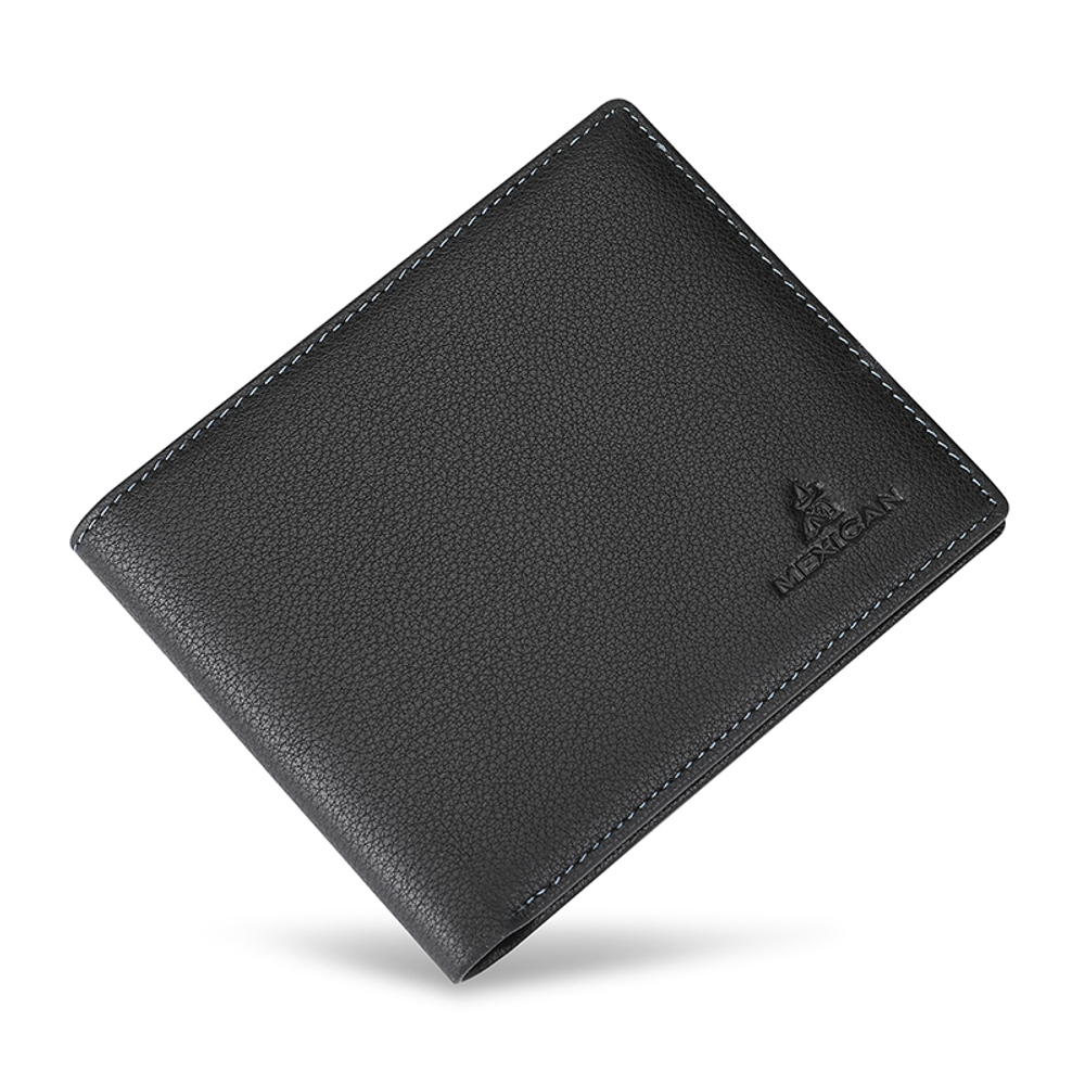 MEXICAN Top Grain Cow Leather Wallet Regular Men"s Black