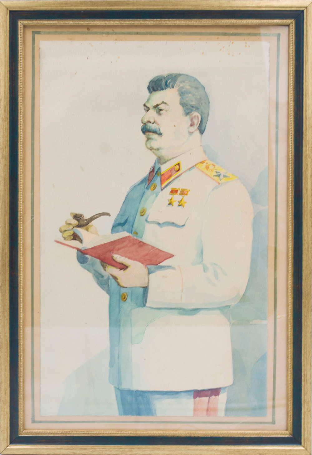 Неизвестный художник. Портрет Сталина (с натуры). 1940-е. Бумага, акварель.