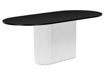 Стол деревянный Woodville Барон О 200 х 90 черная пленка шагрень, белые ноги, ножки белые