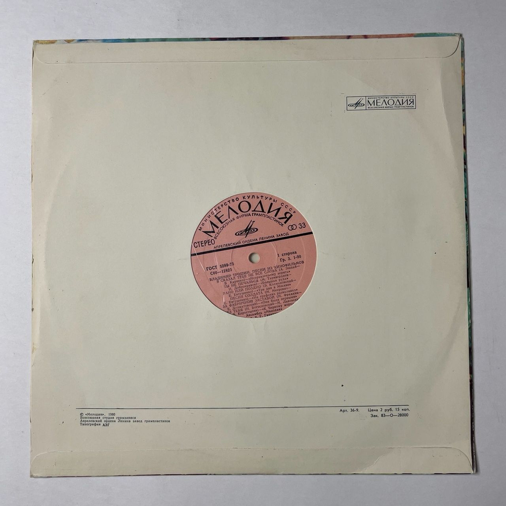 Винтажная виниловая пластинка LP Владимир Трошин Песни Из Кинофильмов (СССР 1979) Песня Солдата