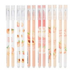 Ручка гелевая, пиши-стирай, Basir, синие чернила, серия "ПЕРСИК", корпус с рисунком, 12 шт