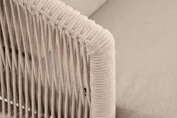 "Верона" кресло плетеное из роупа, каркас алюминий белый муар, роуп бежевый круглый, ткань бежевая 052