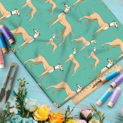 Ткань премиум флис охотничьи псы на зеленом