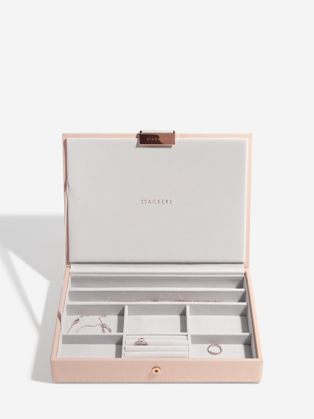 Органайзер для украшений и часов Stackers Classic Jewellery Box, 3 секции -Dove Grey & Rose (Navy Blue / темно-синий / Navy Blue / Органайзер с крышкой)