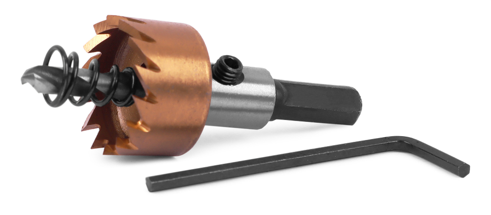 HSS-TiN коронка MESSER  20мм с центр. сверлом и толкающей пружиной для  лист. материала  до 2 мм ц/х