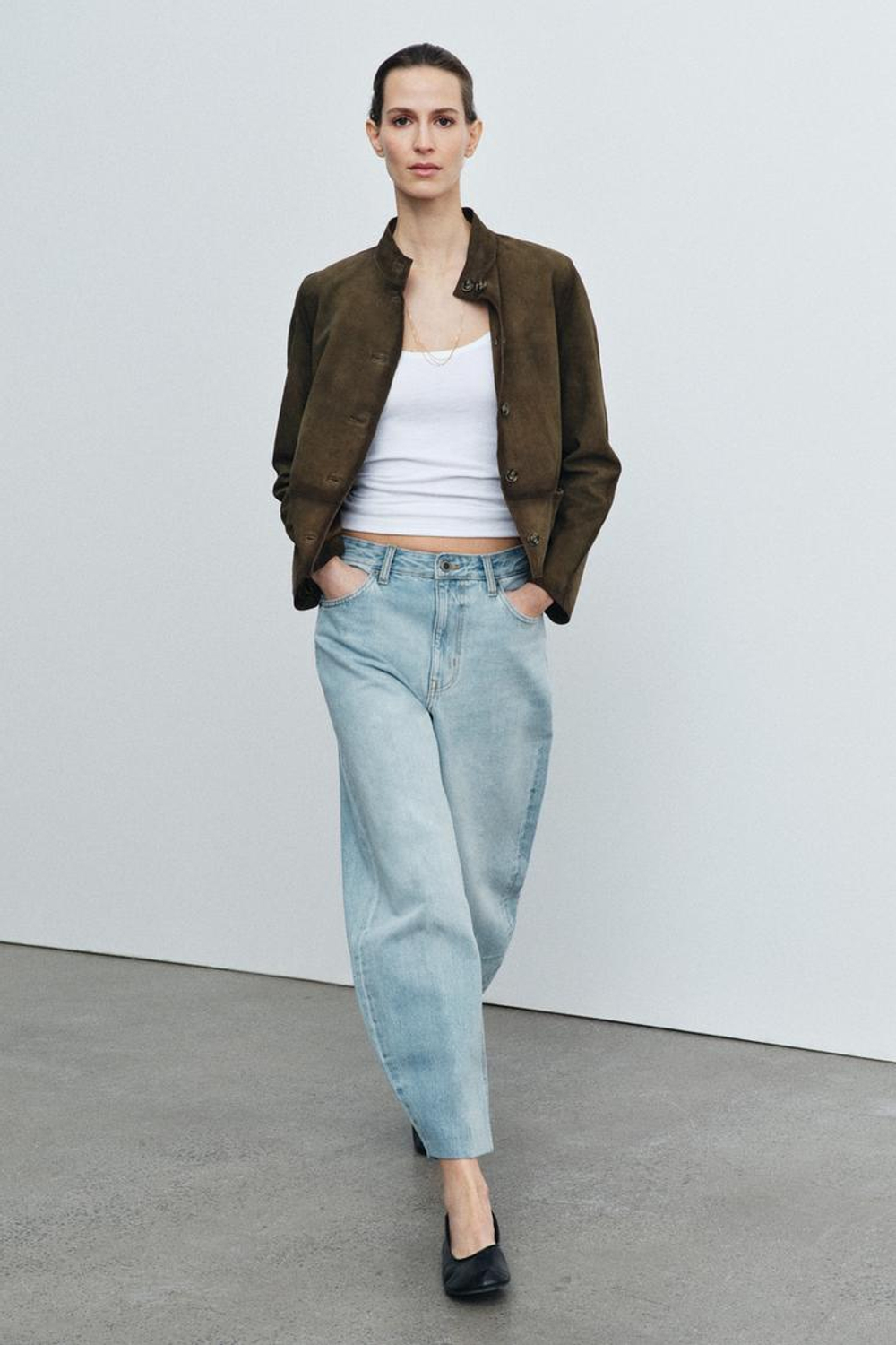 ZARA ДЖИНСЫ ZW COLLECTION BARREL С ВЫСОКОЙ ПОСАДКОЙ, ГОЛУБОЙ