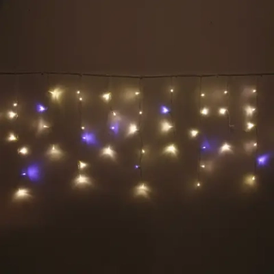 Гирлянда для улицы БАХРОМА «Мерцание» ш5м* в40/60см 180 ламп LED, прозр.пров,1 режим, IP-54, Теплый белый/Белый (возможность соединения)