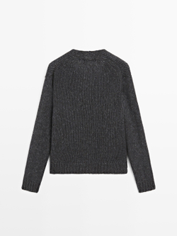 Massimo Dutti Кардиган из смесовой шерсти с V-образным вырезом, темно-синий